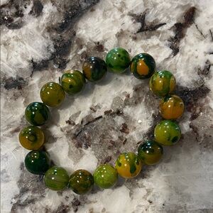 Green and Yellow Beaded Bracelet